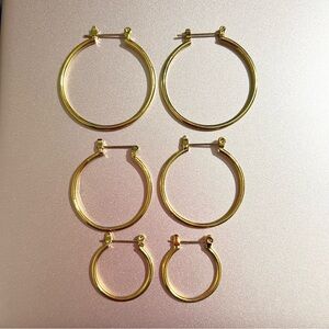 Three Pair Small Fashion Gold Hoop Earring Set